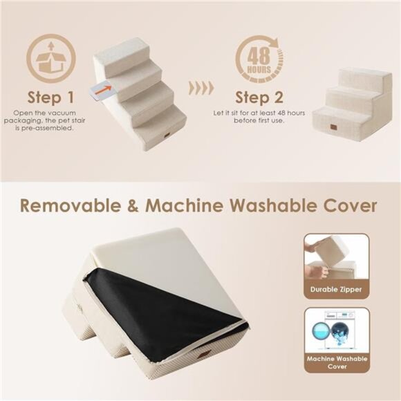 Dog Stairs for Small Dogs 13.5" H, 3-Step Dog Steps for Couch Sofa & Chair,Steps - Picture 5 of 7